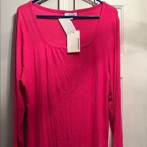 Motherhood Maternity Long Sleeve Scoop Neck Top - Bright Pink